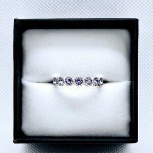 Silver Tone Simulant Tanzanite Band Fashion Ring
